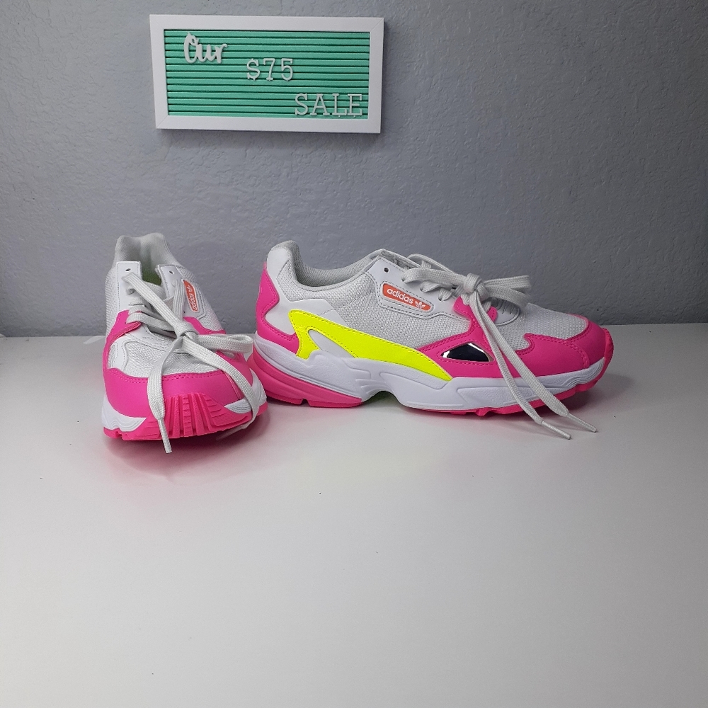 Adidas white and neons size 8